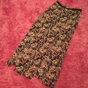 C.lective Floral Front Slit Skirt